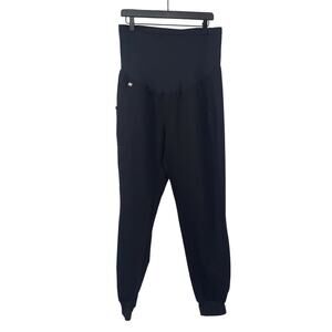 FIGS Women’s Zamora Maternity Petite Scrub Pants Medium Black Technical